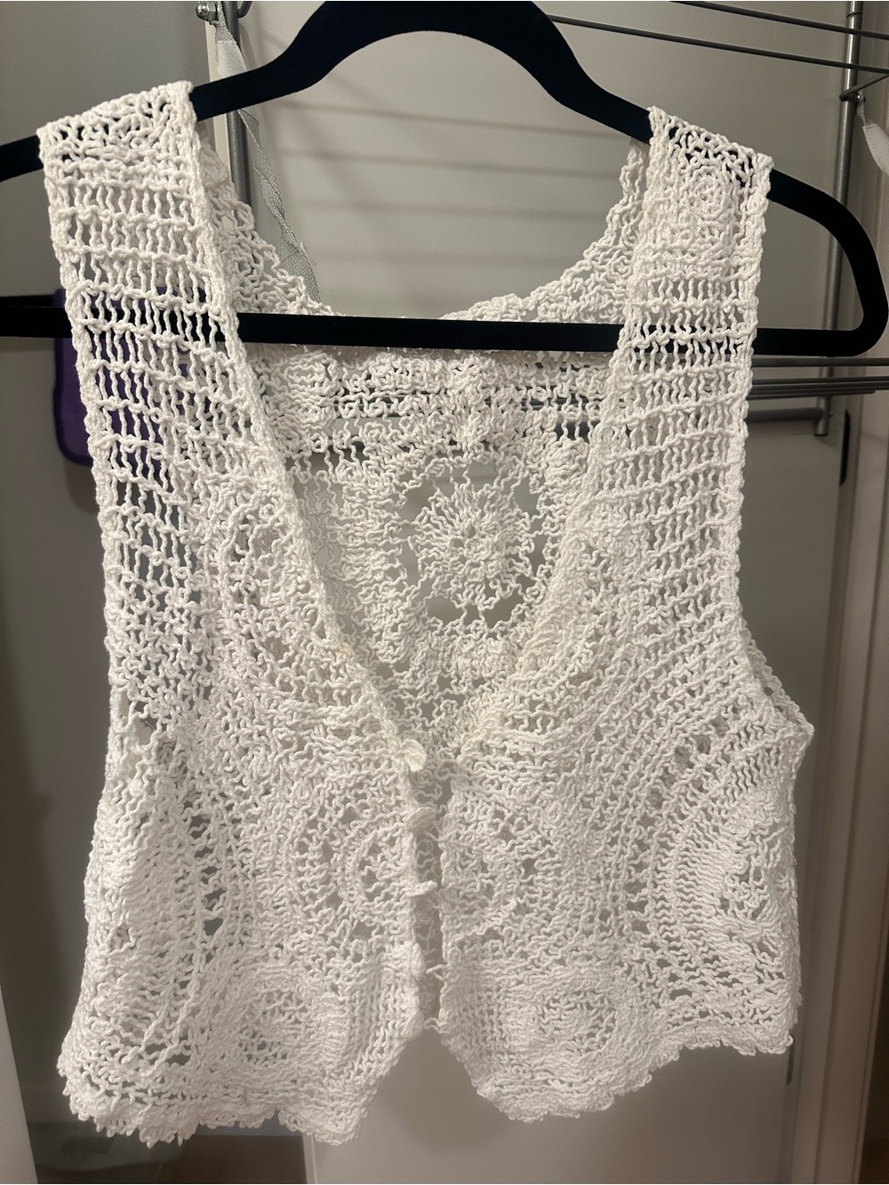 White Crochet Tank Top - Women